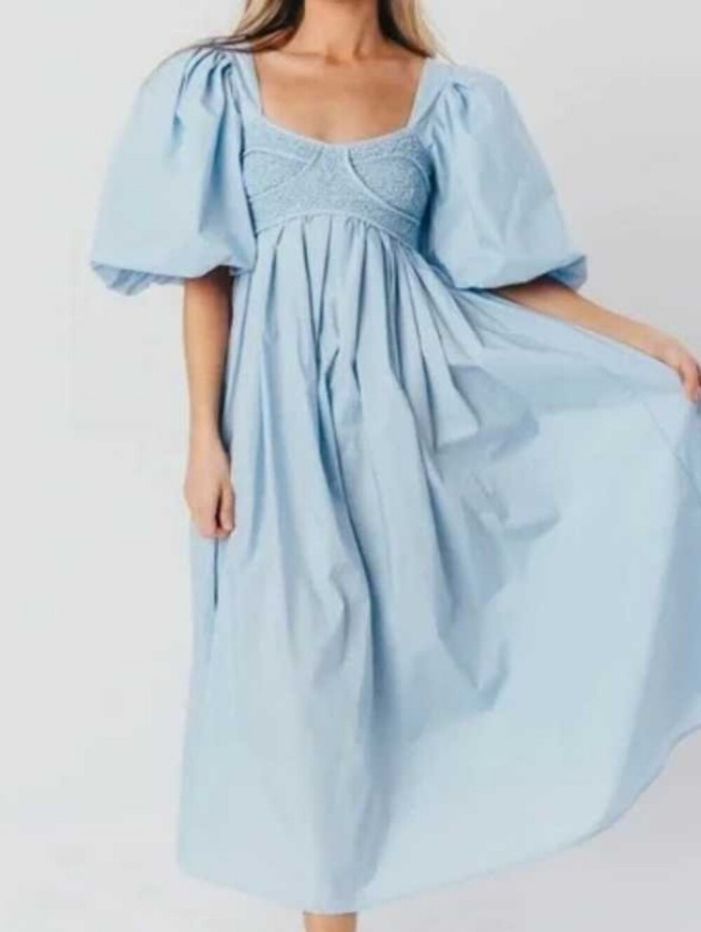 Sofie The Label Light Blue Puff Sleeve Maxi Dress